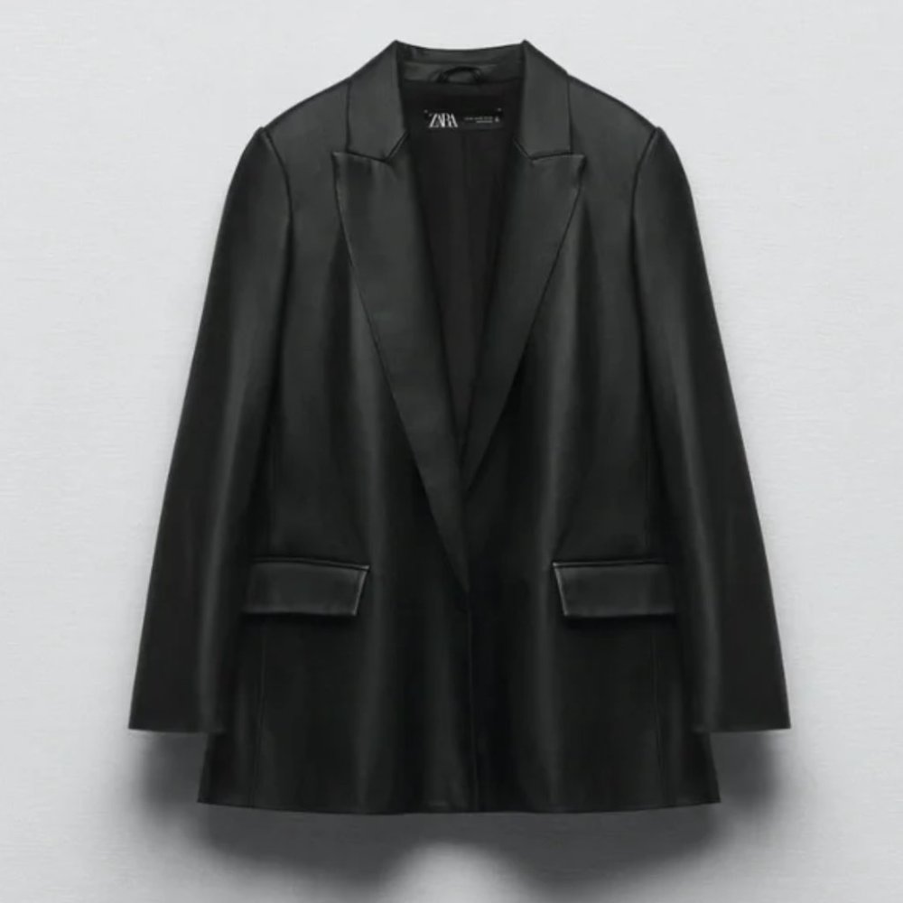 Zara Leather Blazer (Black)